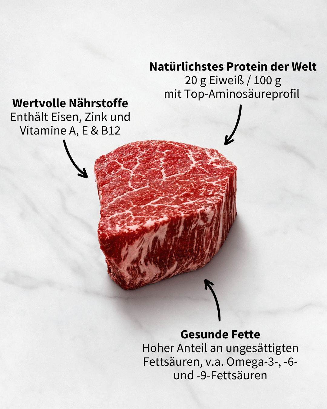 Hoher Anteil an Proteinen im Wagyu Fleisch