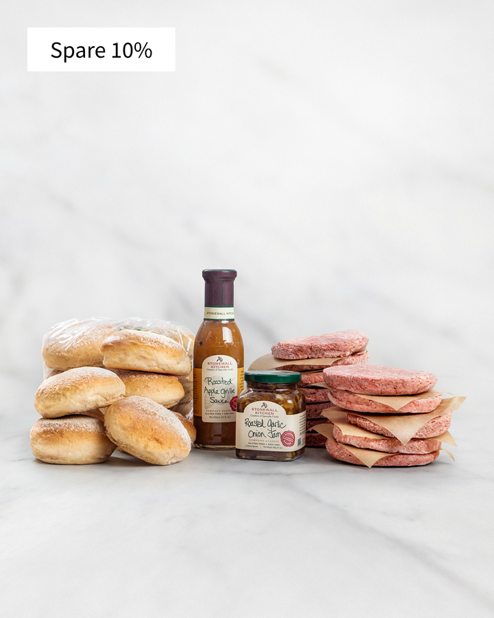 wagyu burger paket mit dinkel buns und ausgewählten saucen für nächsten grillabend mit freunden